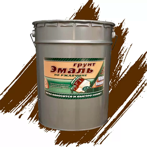 Грунт-эмаль по ржавчине 3 в 1 "White House" шоколадня 21кг