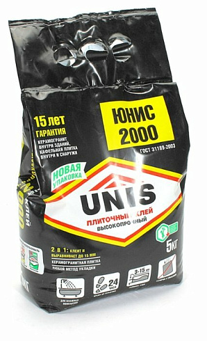 Клей плиточный "Юнис 2000" (черный мешок) 5кг