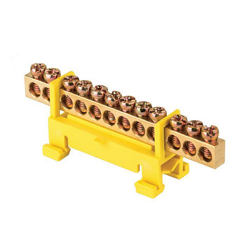 Шина "0" РЕ 6х9 12отв латунь желт изолят.тип "Стойка" Proxima EKF sn0-63-12-sy