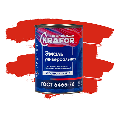 Эмаль ПФ-115  КРАСНАЯ 0,8кг "KRAFOR" (6)