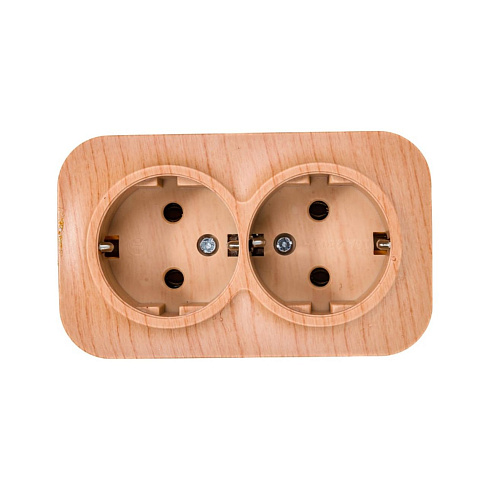 Розетка 2-м ОП 16А IP20 с/з сосна IONICH 1439