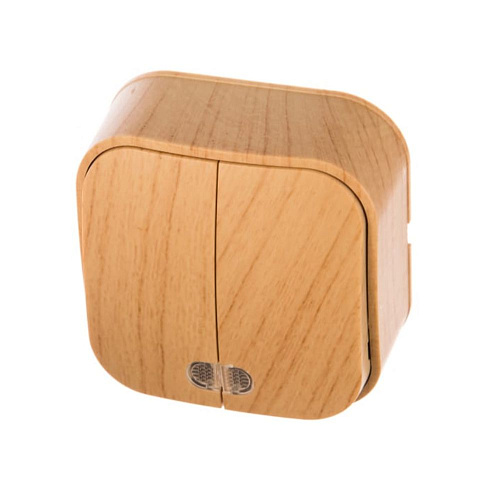 Выключатель 2-кл 1п ОП сосна с подсветкой 10А IP20 IONICH 1437