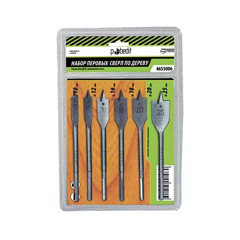 Сверло перовое по дереву  6 шт (набор) (4655006)
