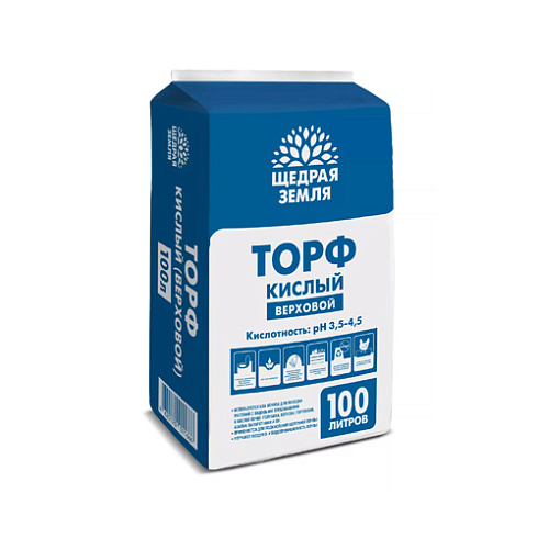 Торф верховой кислый 100л "Щедрая земля" (279006)