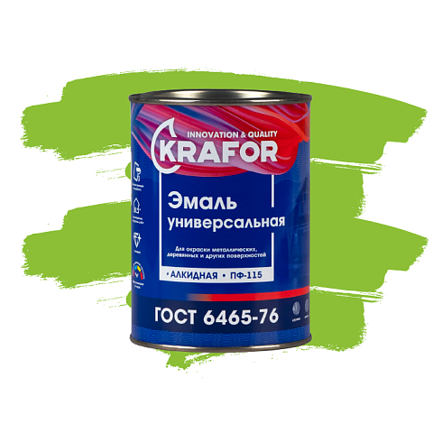 Эмаль ПФ-115  ЗЕЛЕНОЕ ЯБЛОКО 1,8кг "KRAFOR"