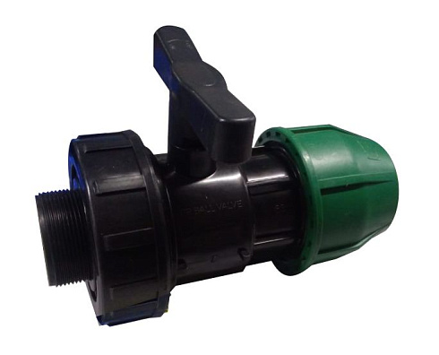 Кран ПНД шаровый разъемный 63 х 2 НР