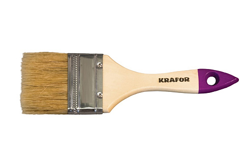 Кисть плоская №4 дерев.ручка натур.щетина Krafor 002-0040