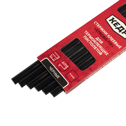 Стержни  для клеевого пистолета, черные ,11,2х200мм "Кедр 117-0009" (уп 6шт)