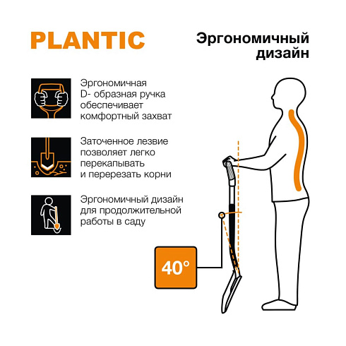 ЛОПАТА ШТЫКОВАЯ "TERRA" с металлич. ручкой "PLANTIC" 11005-01