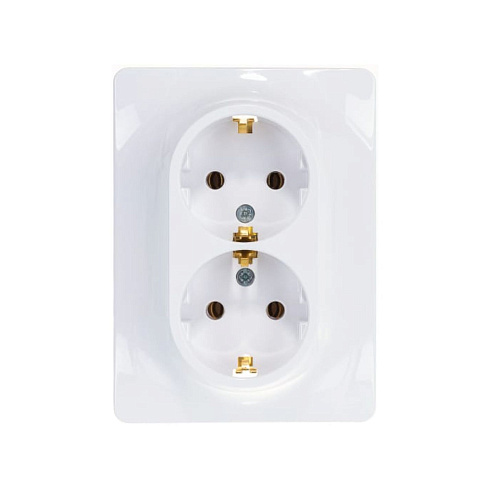 Розетка 2-м Glossa с/з в сборе белая Sche GSL000124