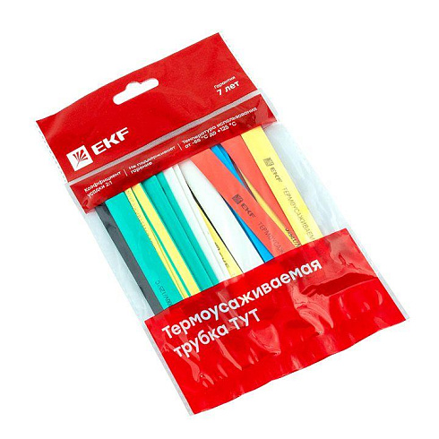Набор трубок термоусад.тонкостен. 100ммх3шт 16/8 7 цвет EKF tut-n-16