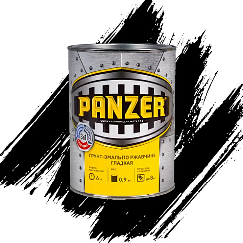 Грунт-эмаль по ржавчине "PANZER" гладкая черная 0,9л (14)