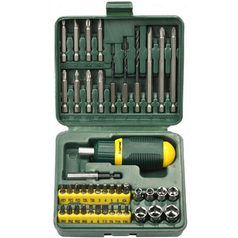 Отвертка (набор) реверсивная с битами,торц.голов ,сверлом 43 пред KRAFTOOL Kompakt (25556-H43)