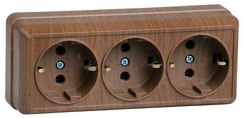 Розетка 3-м ОП Октава РС23-3-ОД16А IP20 с/з дуб IEK ERO31-K04-16-DC