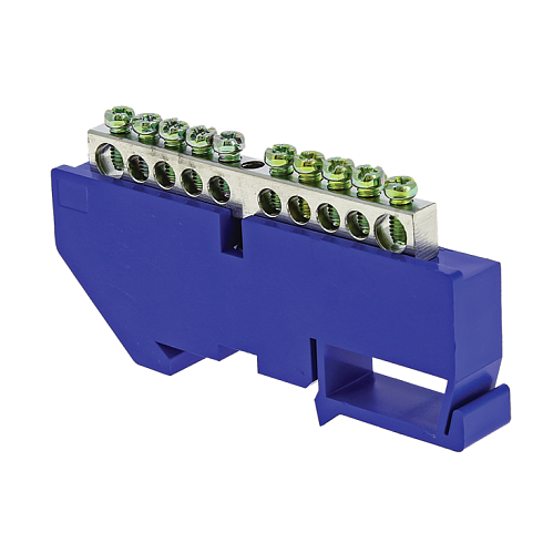 Шина на DIN рейку нулевая N6х9 10 отвер. син.изолят Proxima EKF sn1-63-10-d