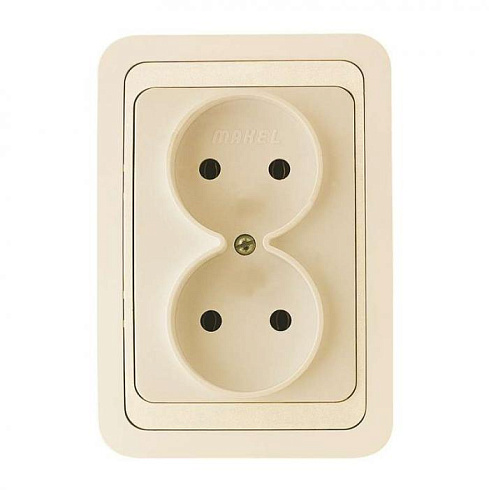 Розетка 2-м СП Mimoza с/з крем-крем 25082