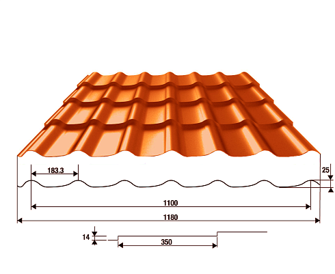 М/ч Монтеррей 2200х1180х0,4 (коричневый RAL 8017)