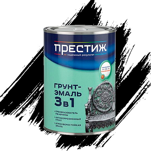 Грунт-эмаль по ржавчине Черная 0,9кг (14) "Престиж" (22034)
