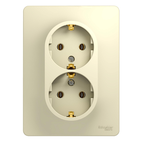 Розетка 2-м СП Glossa с/з в сборе беж. Sche GSL000224