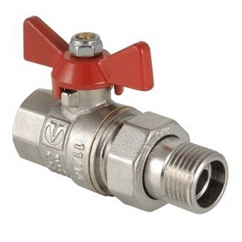 Кран шаровый американка угловой с полусгоном 1/2 вн.-нар. бабочка BUGATTI