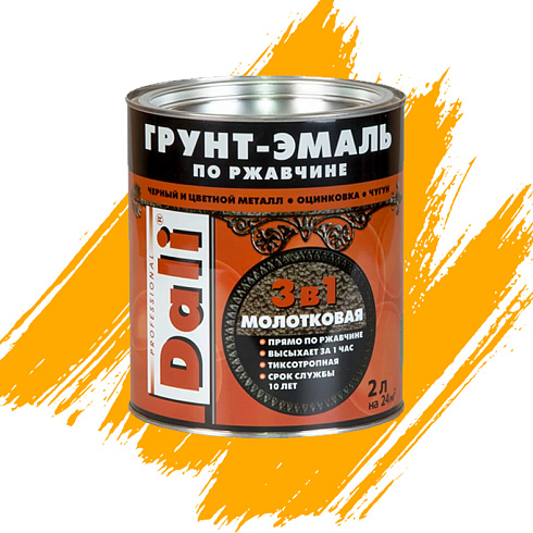 ГРУНТ-ЭМАЛЬ ПО РЖАВЧИНЕ "DALI" 3 в 1 молотковая медная 2 Л (3) Рогнеда