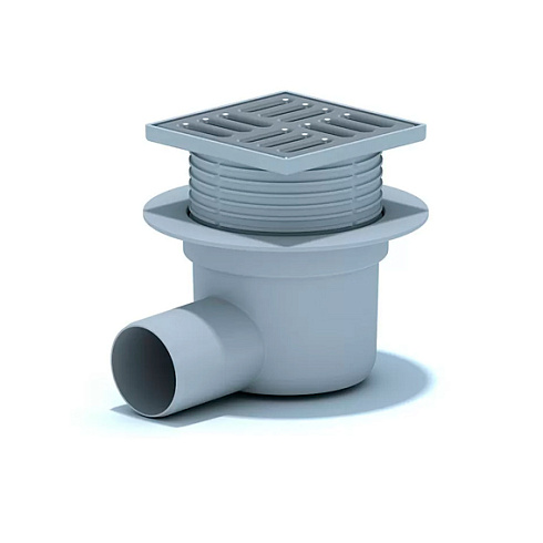 Трап АНИ (TА5102) гориз. регулируемый, d50мм, 100х100 реш.нерж. (00273)