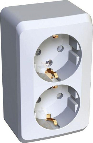 Розетка 2-м ОП Этюд 16А с заземл. защ.шторки бел. SchE PA16-008b
