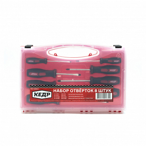 Отвертки набор 8шт двухкомпон.ручки с отверстием (1/5/30) "Кедр" 052-1066-8