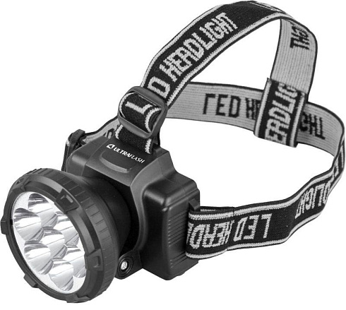 Фонарь налоб.аккум. LED5362 (7LED 2 реж 220В черн.) Ultraflash 11256