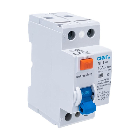 Выкл.диф.тока CHINT 2п 40A 30mA тип AC 6кА NLI-63 CHINT 200213