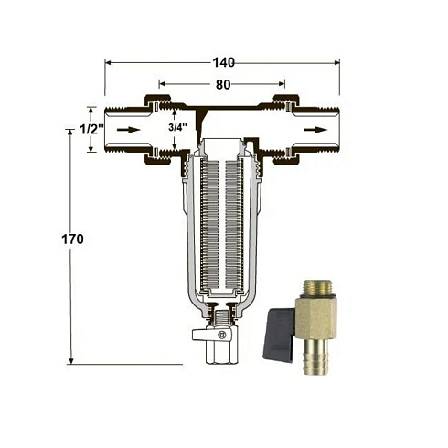 Фильтр стеклян.корп. без манометра 1/2 JH-1004 ТИМ