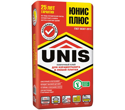 Клей плиточный "Юнис+" (красный мешок) 25кг