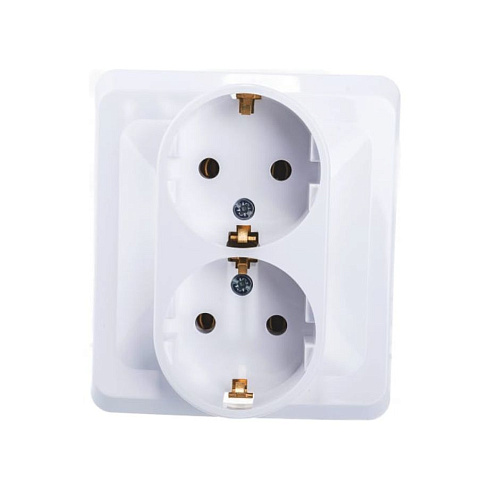 Розетка 2-м СП Этюд 16А с заземл. без защ.шторок бел. SchE PA16-007b