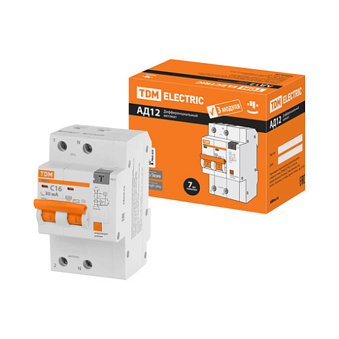 Выкл.диф.тока 2п 16А 30mA АД12 TDM SQ0204-0106
