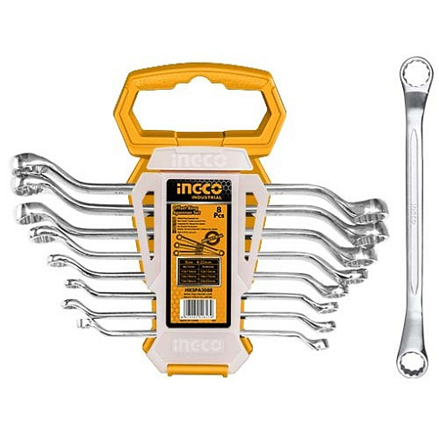 Набор ключей накидных изогнутых 6-22мм INGCO