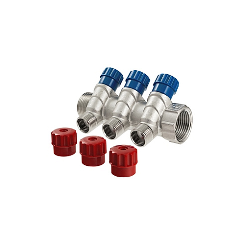 Коллектор с краном ST SM-8043B 3/4 x 3 вых. х 1/2 нар. 