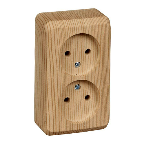Розетка 2-м ОП Этюд Дача 16А б/з сосна SchE PA16-005d