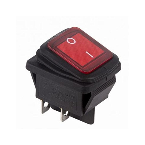 Переключатель клавишн. 15А/250V красный, неон.лампочка влагозащита Rexant 36-2360