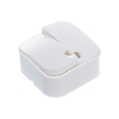 Выключатель 2-кл 1п ОП белый с подсветкой 10А IP20 IONICH 1414