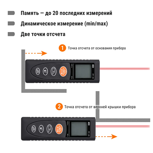 Рулетка лазерная ЛР-40, дальность 40м ,точн 2мм, подстветка IP54 2хААА "Алмаз" TDM SQ1018-0201
