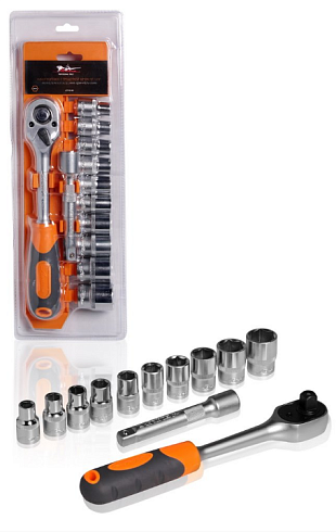 Н-р 1/2 6-гран.торц.гол. 12 пред. с Трещоткой 1/2 (72 зуба), удлинитель-125 мм, CrV (2849303)