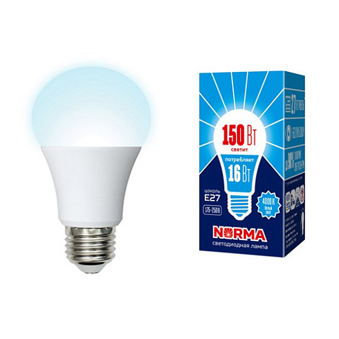 Лампа светодиод. LED-A60-16W/NW/E27/FR/NR матовая Norma Белый свет (4000K) UL-00004026