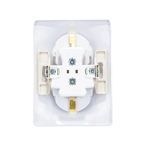 Розетка 2-м Glossa с/з в сборе белая Sche GSL000124