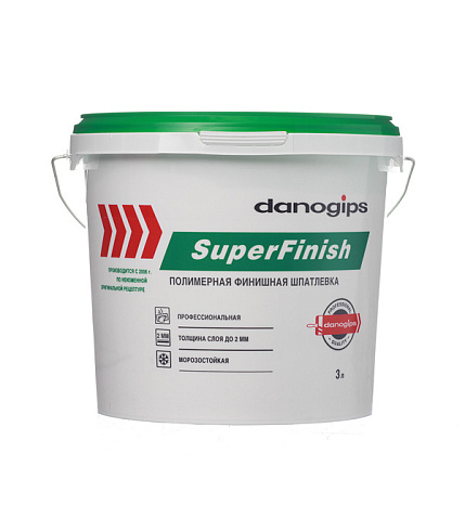Шпатлевка финиш.полимер "DANOGIPS SUPERFINISH" 3 л/5 КГ зеленая крышка