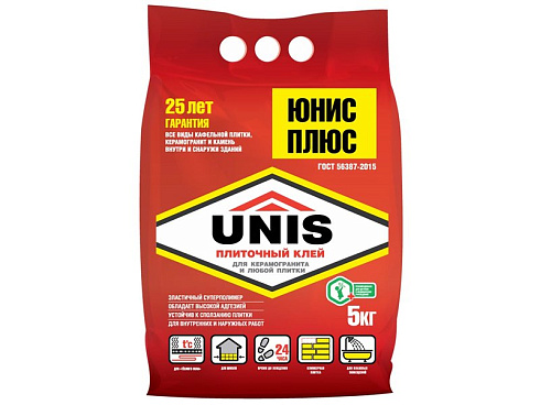 Клей плиточный "Юнис+" (красный мешок) 5кг