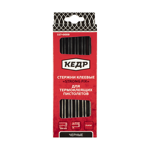Стержни  для клеевого пистолета, черные ,11,2х200мм "Кедр 117-0009" (уп 6шт)