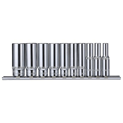 Н-р 1/4 удлиненных 6-гран.торц.головок на мет. планке 10пр. CrV (2809206)