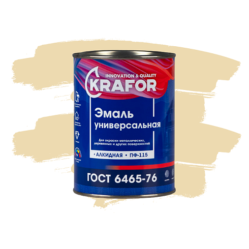 Эмаль ПФ-115  БЕЖЕВАЯ 0,8кг "KRAFOR"