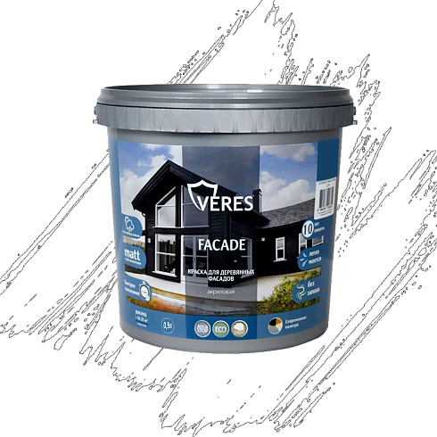 Краска "FACADE" для деревянных фасадов акриловая "База" 0,9л (8) "Veres"