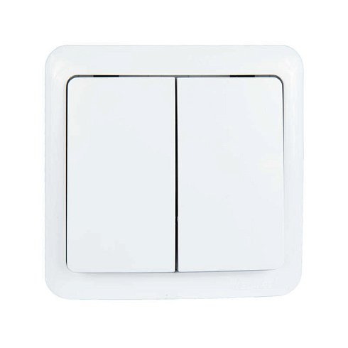 Выкл.2-кл.СП Мира бел/бел . Lezard 701-0202-101